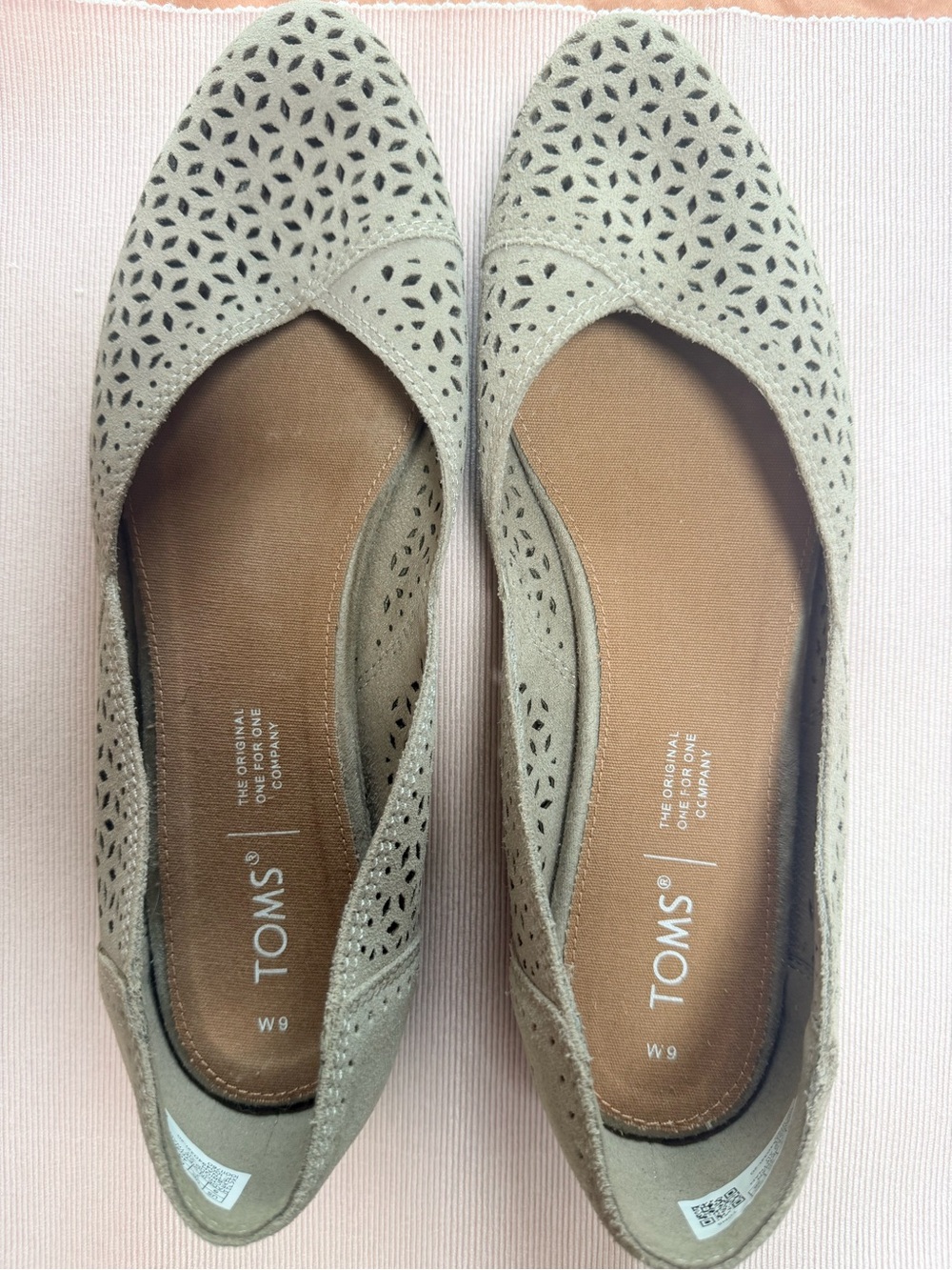 TOMS Taupe Perforated Suede Slip-On Flats